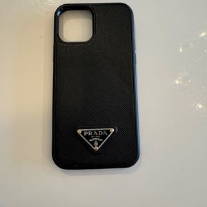 AUTHENTIC PRADA IPHONE 12 PRO CASE IN BLACK WITH SILVER LOGO